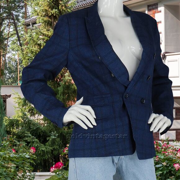 Womens Banana Republic Plaid Blue Career Work Office Blazer Suit Jacket 10 M - Picture 5 of 13